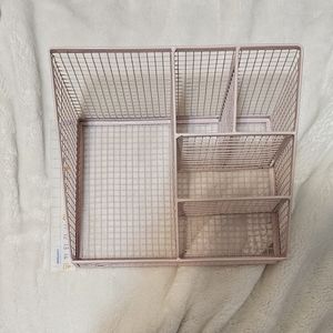 Cute Pink Metal Desk Organizer